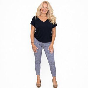 Blue and White Striped Skinny Pant
